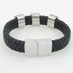 Womens genuine leather braided cuff crystal bracelet bangle fashion jewelry swag 4