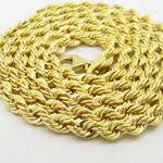 "Mens 10k Yellow Gold skinny rope chain ELNC23 20"" long and 3.3mm wide 2"