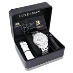 Luxurman Mens Real Diamond Watch 0.50 ct White Mother of Pearl Chronograph 4