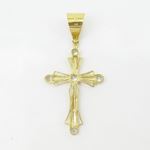 Mens 10k Yellow gold White gemstone jesus cross charm EGP99 4