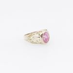 10k Yellow Gold Syntetic pink gemstone ring ajjr65 Size: 2.25 4