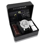 Luxurman Watches World Map Mens VS Diamond Watch .18ct Black and White Stones 4