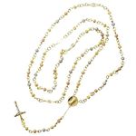 10K 3 TONE Gold HOLLOW ROSARY Chain - 28 Inches Long 3.5MM Wide 2