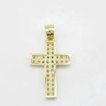 Mens 10k Yellow gold 2 row gold cross cz pendant GCHA28 4