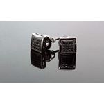 .925 Sterling Silver Black Square Black Crystal Micro Pave Unisex Mens Stud Earrings 7mm 2