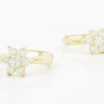 14K Yellow gold Flower cz hoop earrings for Children/Kids web342 2