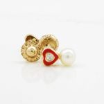 14K Yellow gold Heart cz pearl stud earrings for Children/Kids web132 2