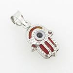 womens bp143 kabbalah evil eye .925 Sterling Silver good luck charm pendant 2