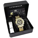 Large Luxurman Real Diamond Bezel Watch 2.5ct Escalade Yellow Gold Plated 4