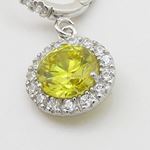 Womens Light yellow cubic zirconia drop cz chandelier earring Silver17 2