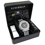 Oversized Iced Out Mens Real Diamond Luxurman Watch 2ct Black Mother of Pearl 4