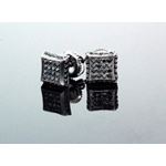 .925 Sterling Silver Black Square Black Onyx Crystal Micro Pave Unisex Mens Stud Earrings 9mm 2