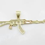 Mens 10k Yellow and Pink gold Tri-color gold gun ak-47 assault rifle cz pendant GCHA31 4