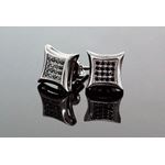 .925 Sterling Silver Black Square Black Onyx Crystal Micro Pave Unisex Mens Stud Earrings 7mm 2