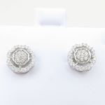 Womens .925 sterling silver White flower earring 2 MLCZ26 4mm thick and 8mm wide Size 2