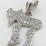 Womens Pi symbol cz pendant Silver42 2