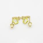 14K Yellow gold Open flower cz chandelier earrings for Children/Kids web454 4