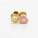 14K Yellow gold Heart cz stud earrings for Children/Kids web137 2