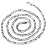 10k White Gold Hollow Franco Chain 4mm Wide Necklace with Lobster Clasp 40 inches long 2