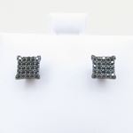 Mens .925 sterling silver Black 5 row square earring MLCZ39 5mm thick and 6mm wide Size 2