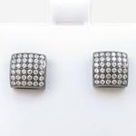 Mens .925 sterling silver Black and white 6 row square earring MLCZ91 5mm thick and 8mm wide Size 2