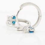 14K White gold Fower cz hoop earrings for Children/Kids web317 4