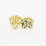 14K Yellow gold Thin butterfly cz stud earrings for Children/Kids web418 2