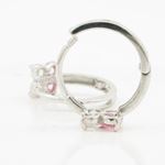 14K White gold Fower cz hoop earrings for Children/Kids web315 4