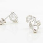 14K White gold Dual heart cz stud earrings for Children/Kids web298 4