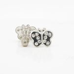 14K White gold Thin butterfly cz stud earrings for Children/Kids web413 2