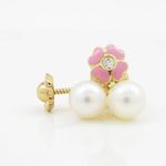 14K Yellow gold Flower pearl stud earrings for Children/Kids web91 4