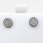 Mens .925 sterling silver Black and white round earring 3 MLCZ239 2mm thick and 7mm wide Size 2