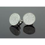 .925 Sterling Silver White Circle White Crystal Micro Pave Unisex Mens Stud Earrings 2