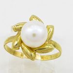 10K Yellow Gold womens synthetic pear ring ASVJ39 2