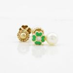 14K Yellow gold Flower pearl stud earrings for Children/Kids web90 2