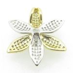 Ladies .925 Italian Sterling Silver white and yellow flower pendant 20mm 4