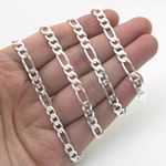 Silver with Rhodium Finish 5.5mm wide Diamond Cut Figaro Chain with Lobster Clasp 2