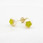 14K Yellow gold Pearl flower stud earrings for Children/Kids web2 4