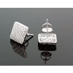 Sterling Silver Unisex Fashion Square Hand Set Stud Earrings ME0227b 2