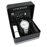 Luxurman Mens Real Diamond Watch 0.2ct White Gold Plated White MOP Liberty 4