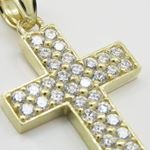 Mens 10k Yellow gold 2 row gold cross cz pendant GCHA28 2