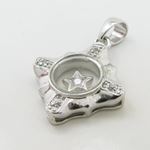 Women silver star cz pendant SB13 22mm tall and 17mm wide 2
