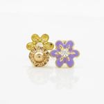 14K Yellow gold Flower cz stud earrings for Children/Kids web18 2