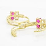 14K Yellow gold Fower cz hoop earrings for Children/Kids web305 4