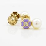 14K Yellow gold Flower pearl stud earrings for Children/Kids web96 2