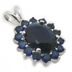 Ladies .925 Italian Sterling Silver fancy pendant with dark blue stone Length - 20mm Width - 13mm 2