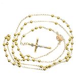 14K YELLOW Gold HOLLOW ROSARY Chain - 28 Inches Long 4.01MM Wide 2