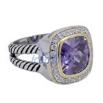 "Ladies .925 Italian Sterling Silver Purple Violet synthetic gemstone ring SAR54 6