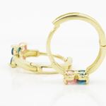 14K Yellow gold Fower cz hoop earrings for Children/Kids web310 4