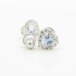 14K White gold Heart cz stud earrings for Children/Kids web242 2